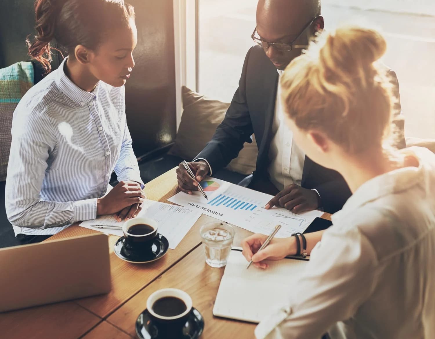 Business professionals in a strategic discussion